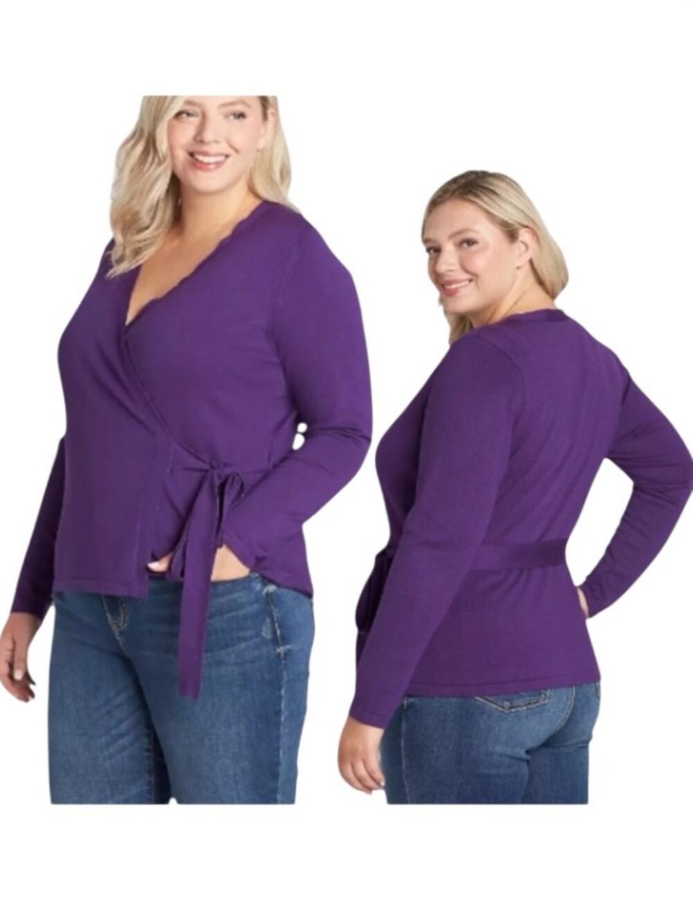 Lane Bryant V Neck Wrap Sweater Acai